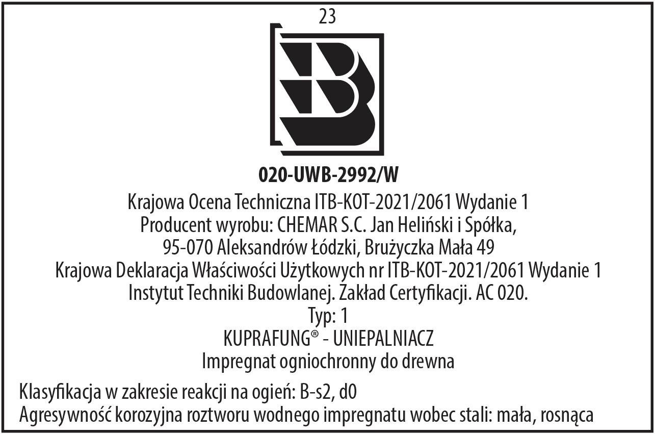 Tabela Budowlana Impregnat do drewna przeciwogniowy koncentrat 1:6